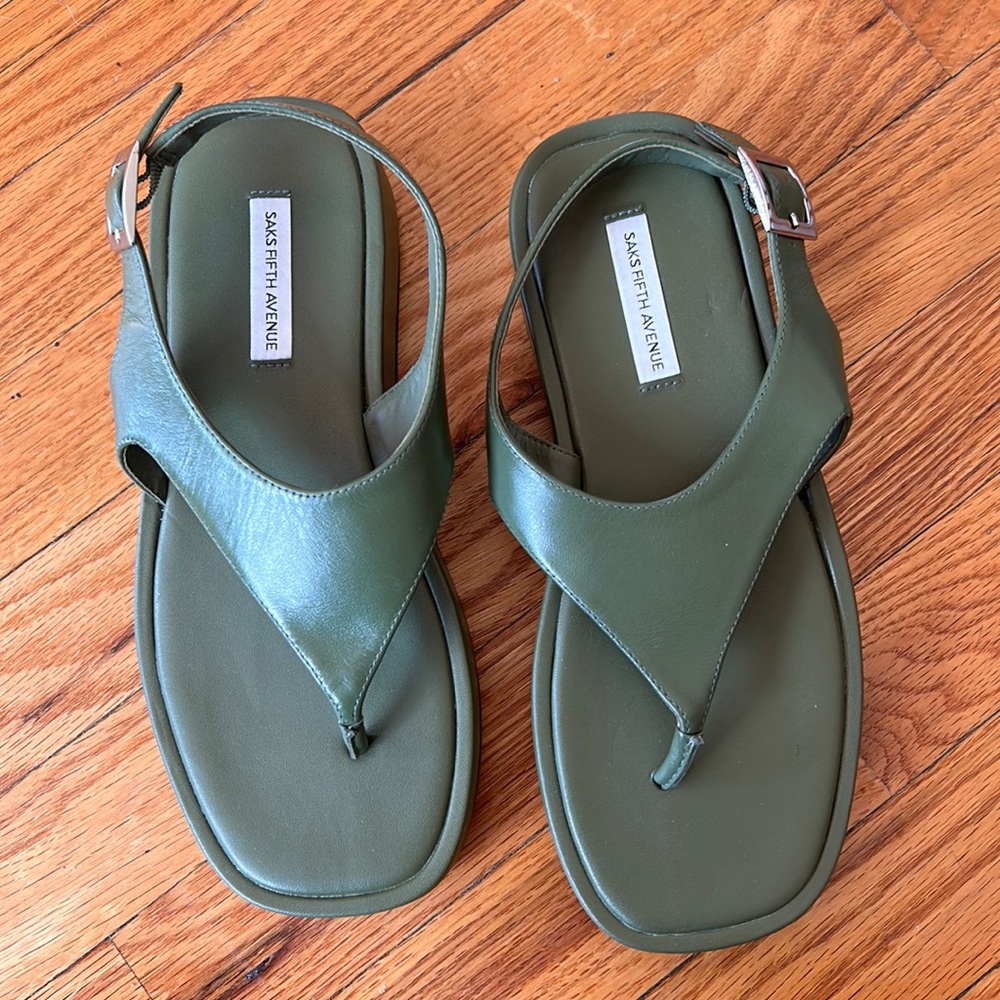 Saks Fifth Avenue Olive Green Sandals